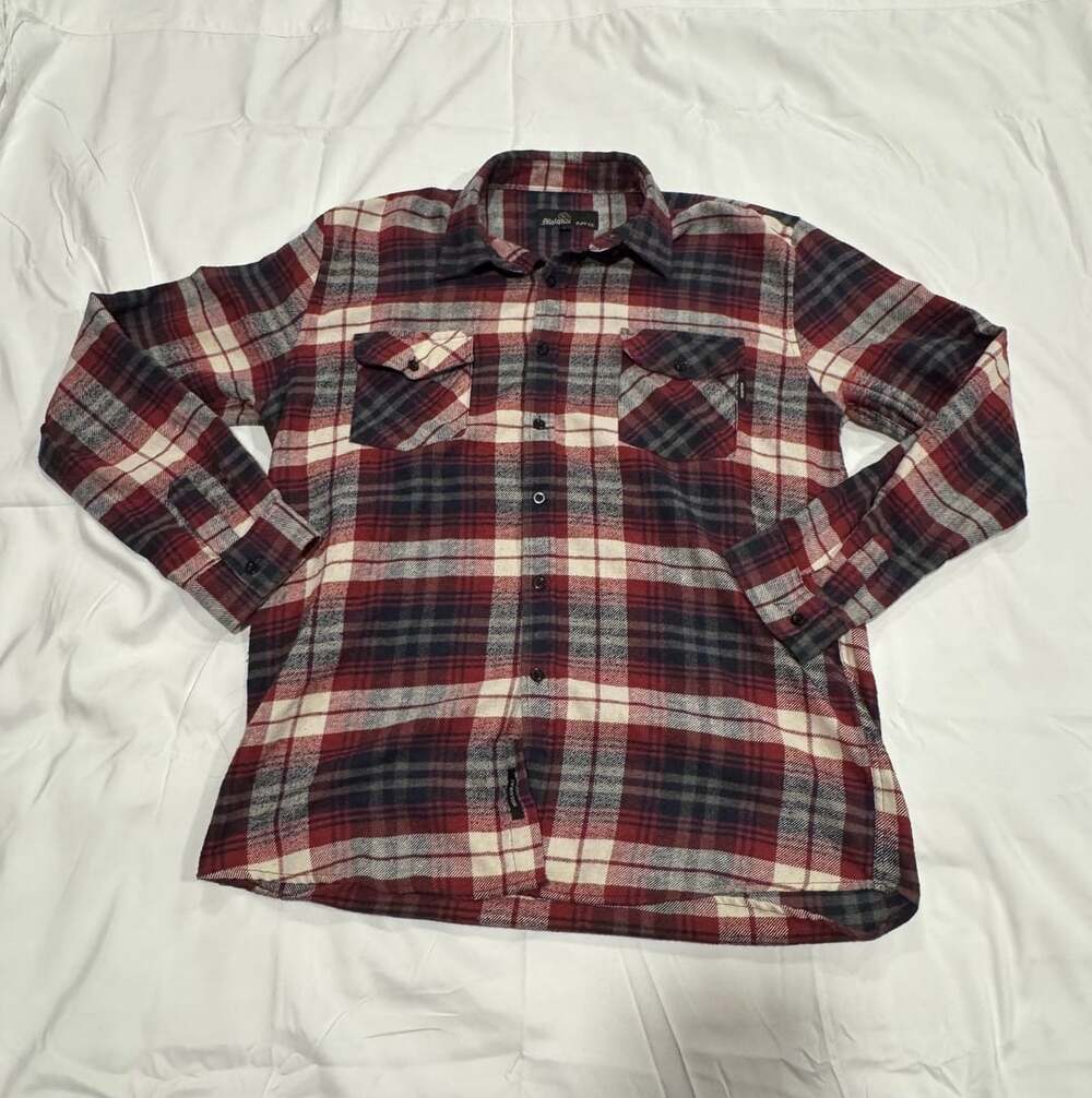 Y2K Molokai Surf Co. Red Blue White Plaid Button-Up Flannel Shirt